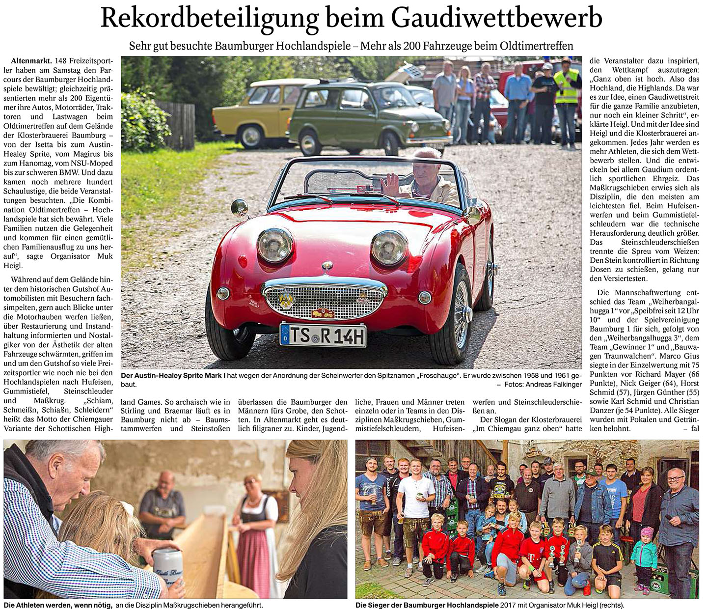 Bericht über die Hochlandspiele und das Oldtimertreffen im Trostberger Tagblatt.